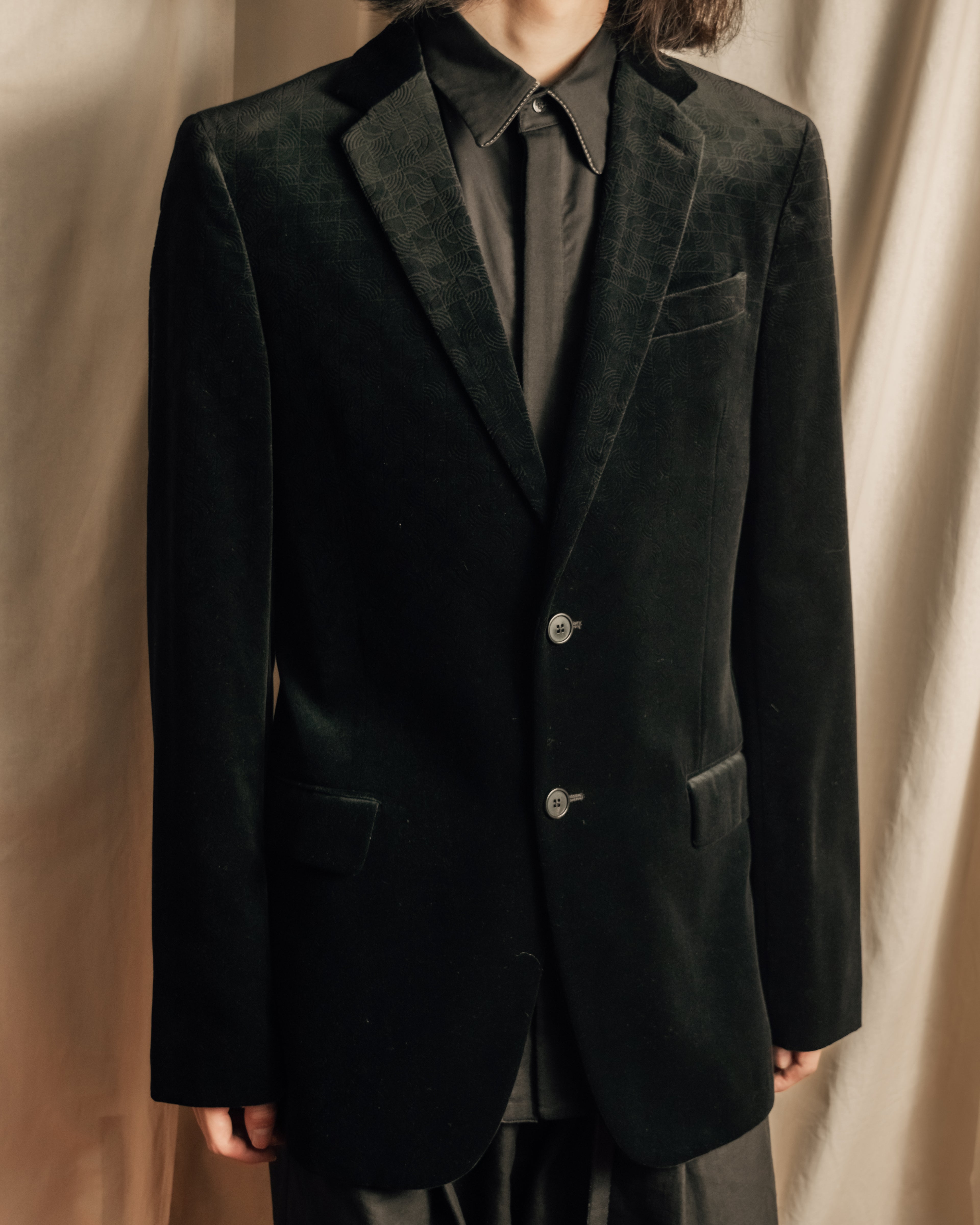 "LOUIS VUITTON" Geometric pattern velvet tailored jacket