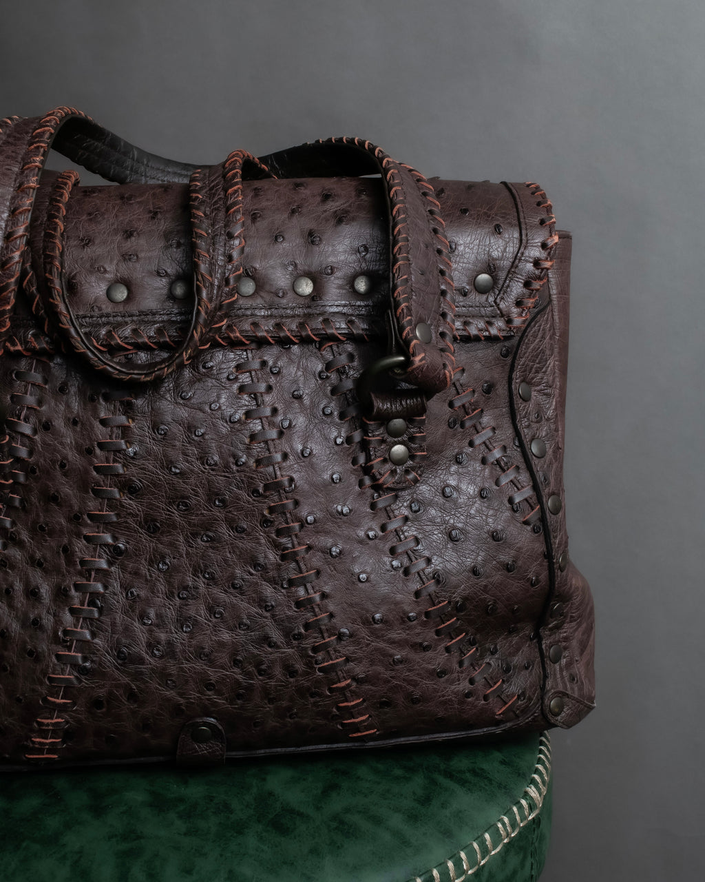 "Vintage JRA standard ostrich leather bag"