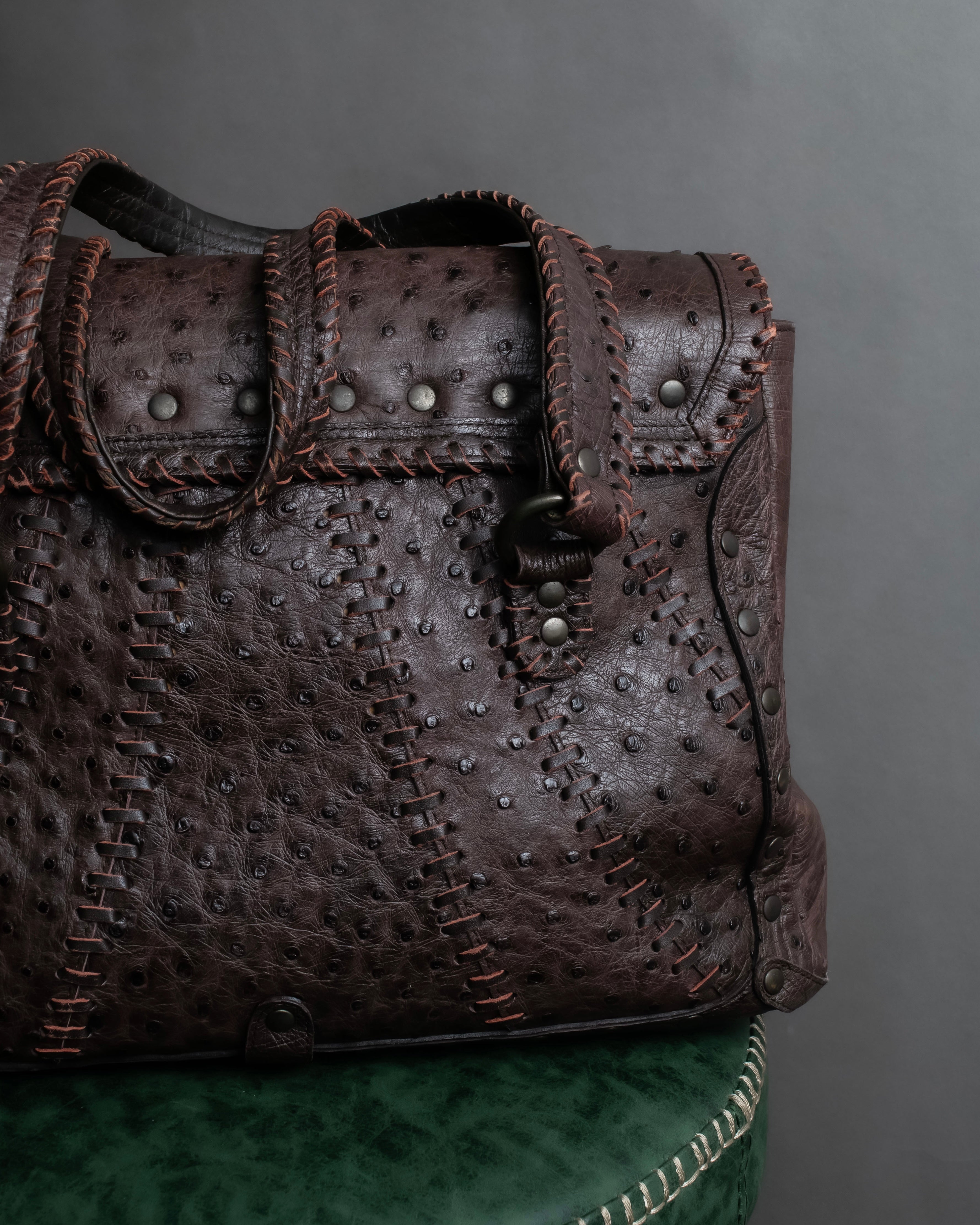 "Vintage JRA standard ostrich leather bag"