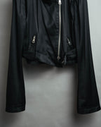 -SPECIAL- “ANN DEMEULEMEESTER” Pre-2012 asymmetric cropped satin biker jacket