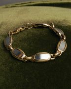 "Christian Dior" 70's-80's Two-tone gold and charcoal link bracelet