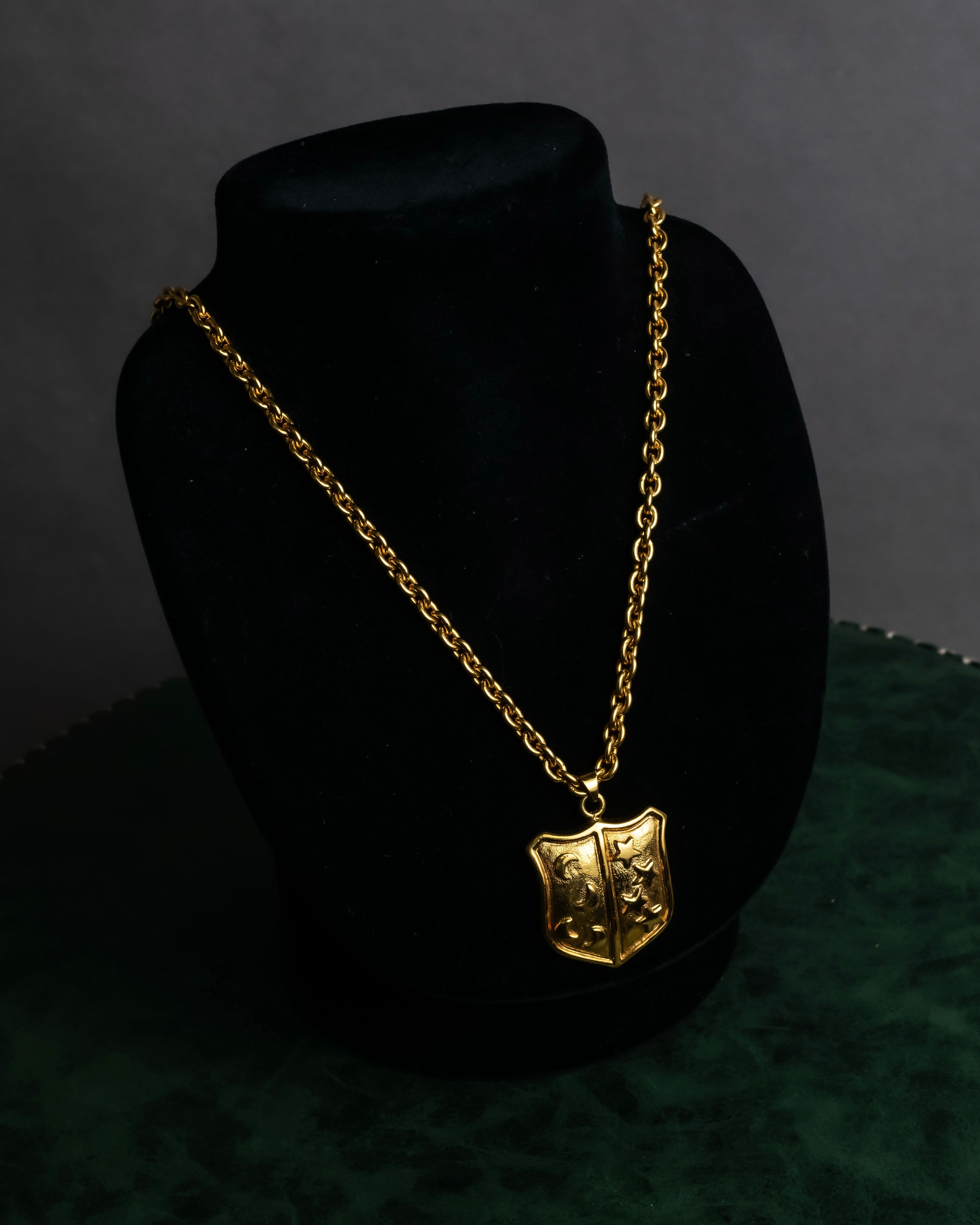 "CELINE" Moon & star top motif gold necklace