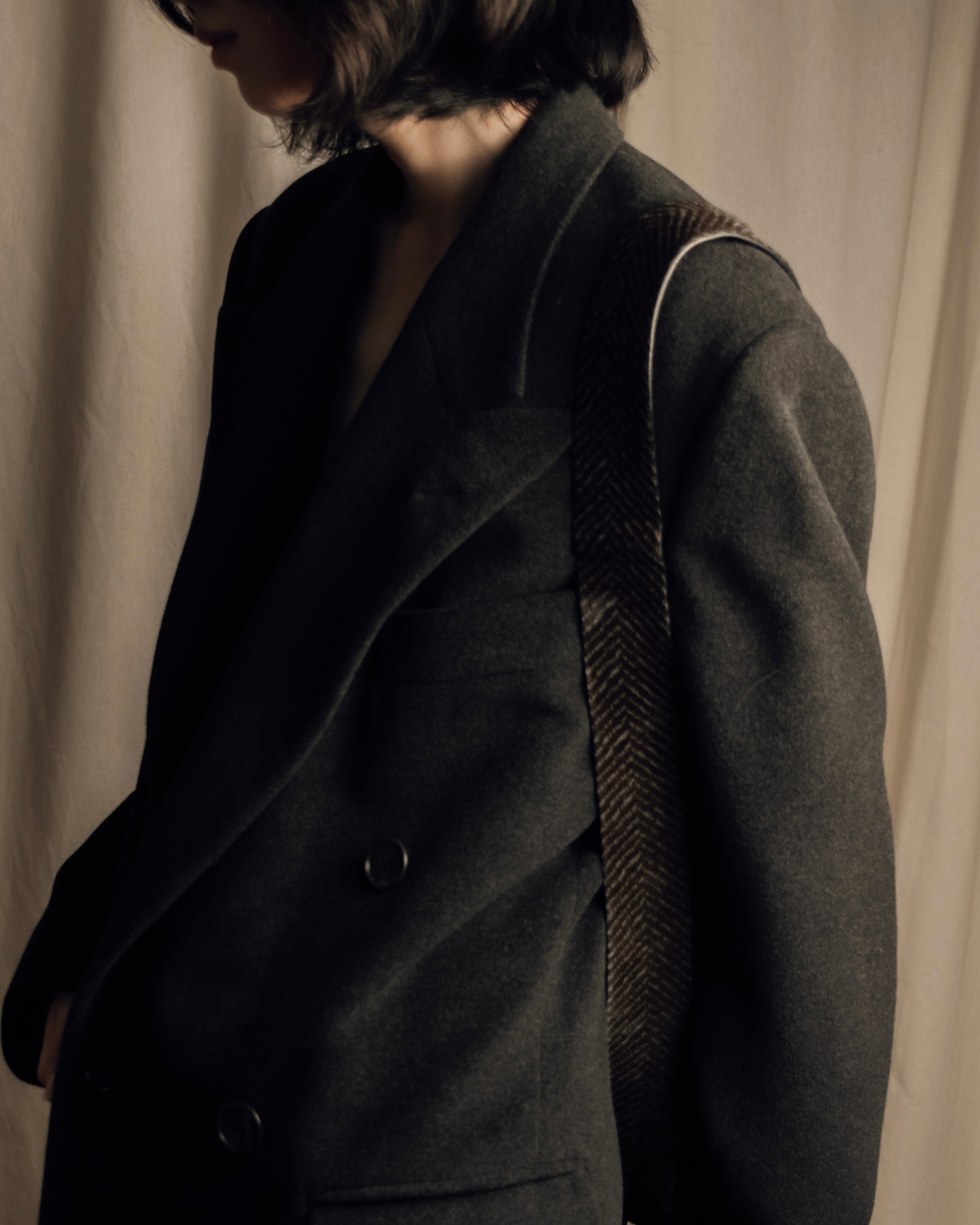 "GIORGIO ARMANI" Double-breasted charcoal gray super maxi chester coat