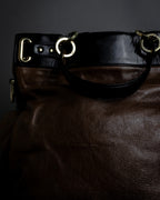 "BALENCIAGA" Gold turn lock design leather combination bag
