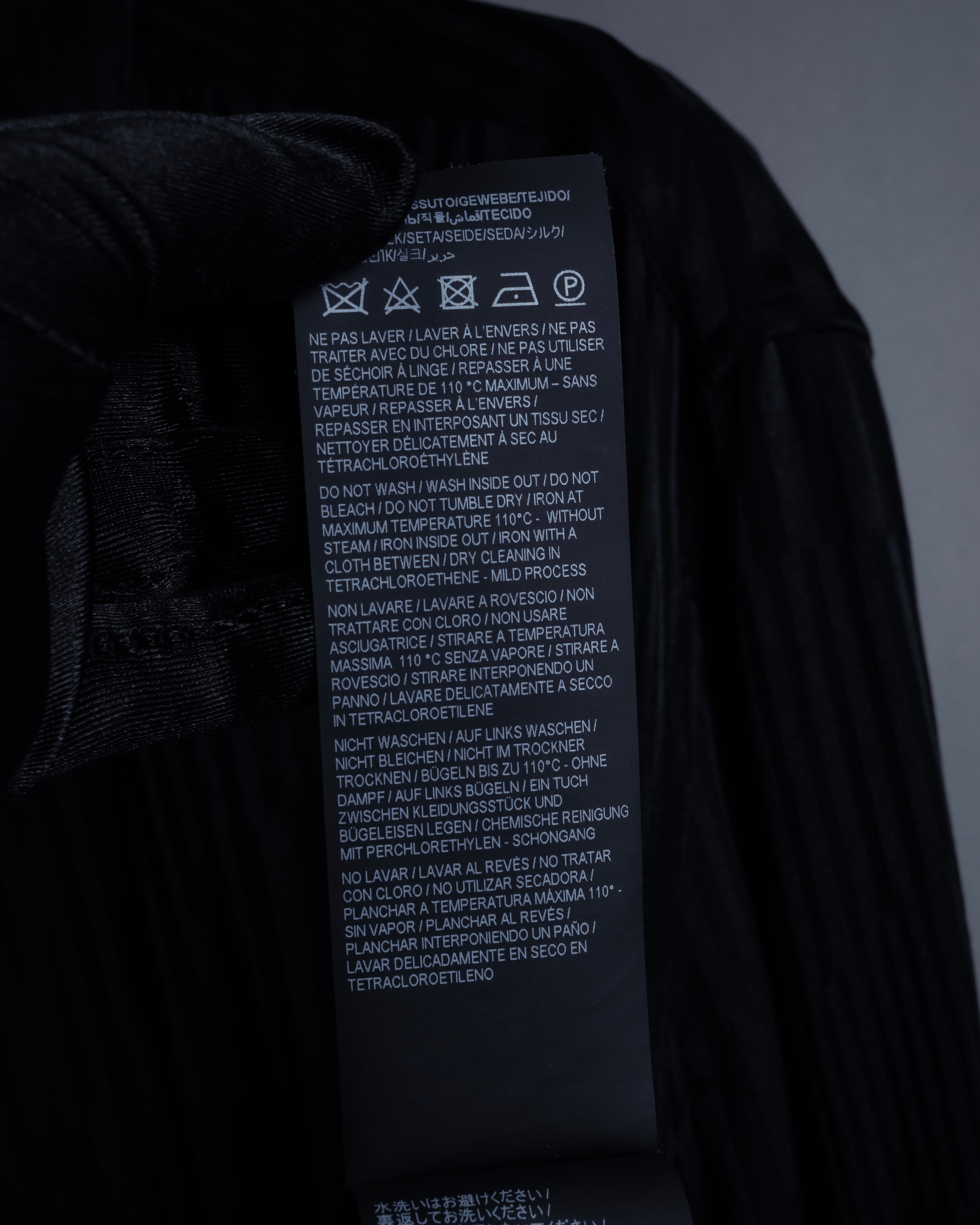 "Saint Laurent Paris" Jacquard pattern silk black shirt