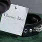 "Dior" Silver chain inlaid leather bracelet