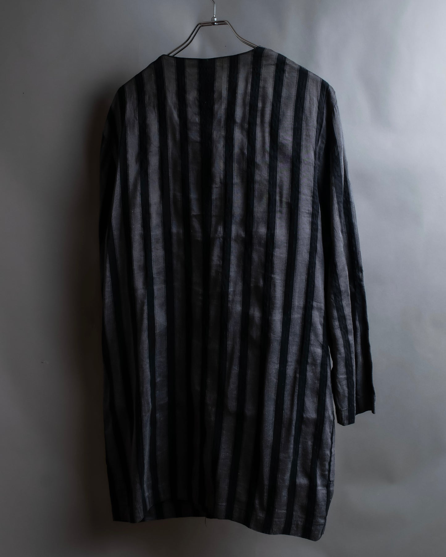 "Vintage thick-pitch stripe round neck jacket"