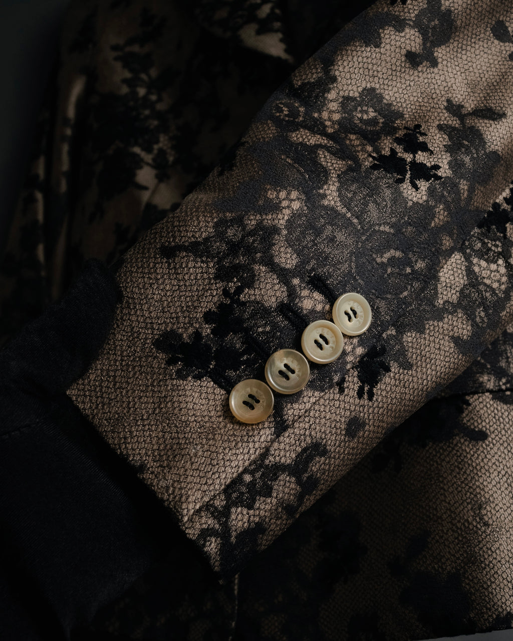 “CELINE” 00’s Lace overlay silk blend tailored jacket