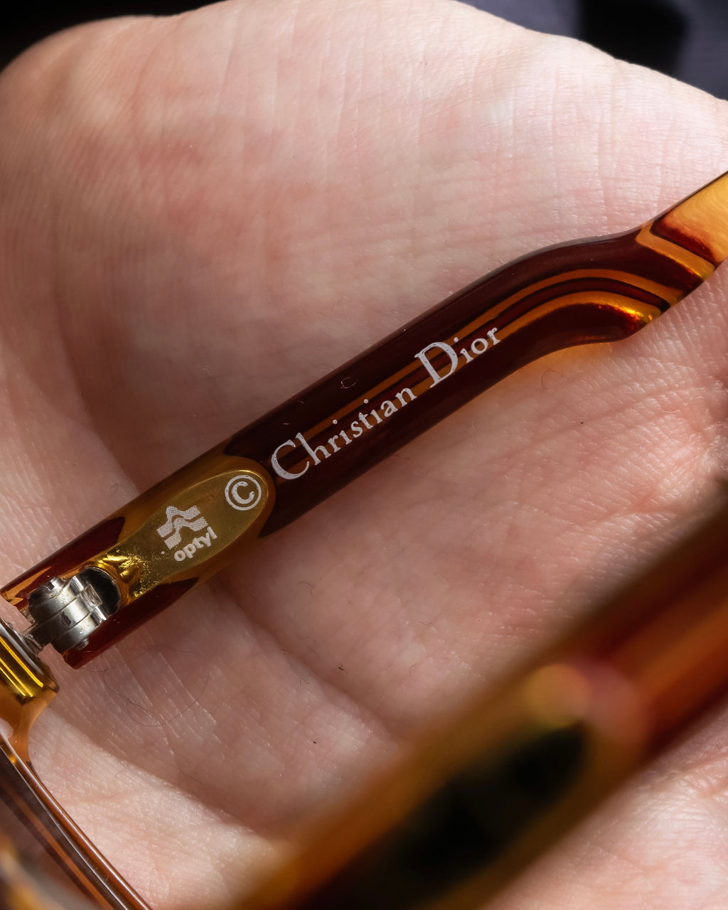 "Christian Dior" 80s optyl material pentagonal frame sunglasses