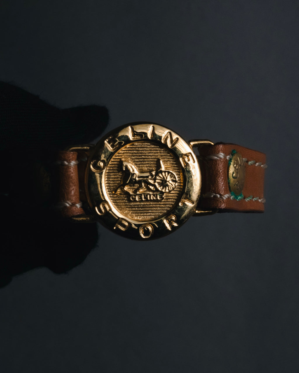 "CELINE" 70’s sulky logo leather bracelet