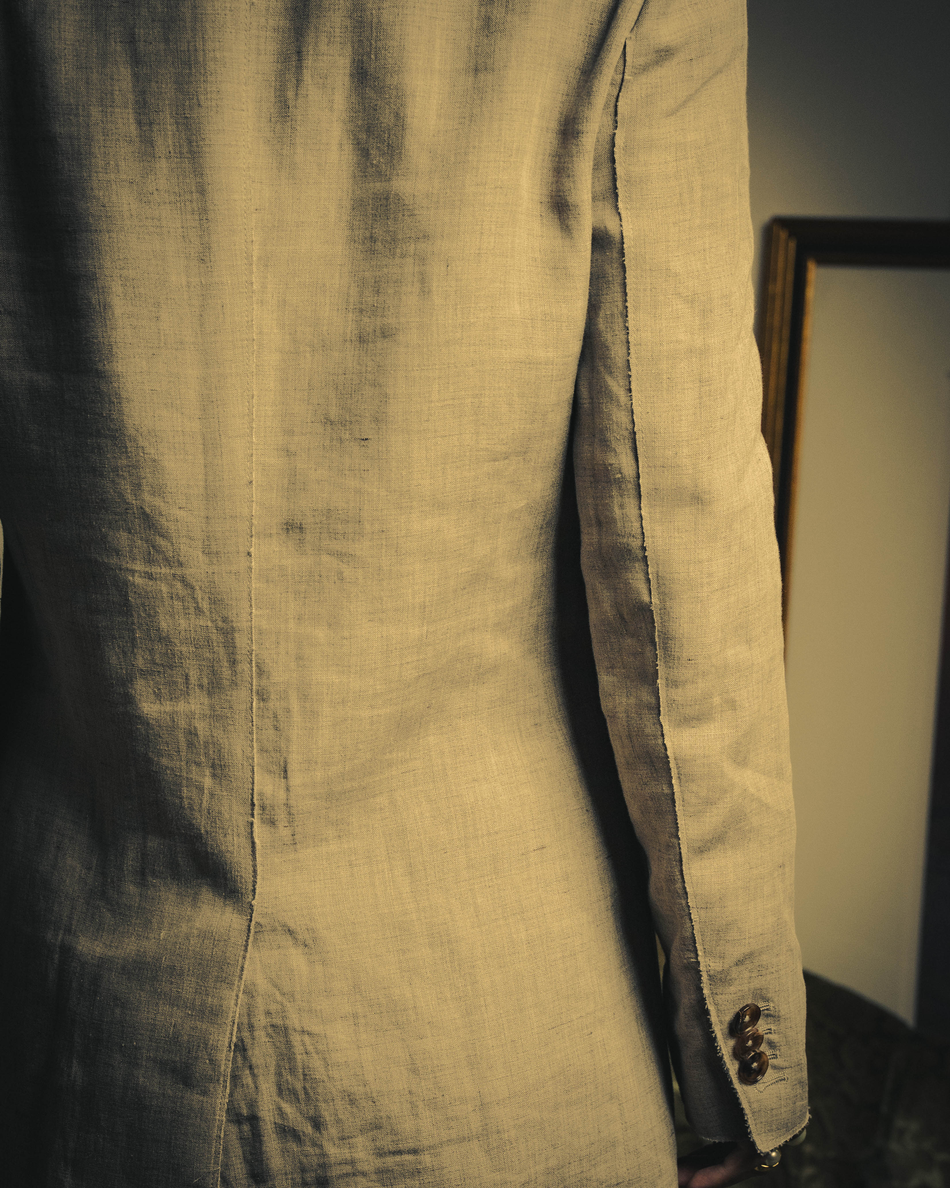 -SPECIAL- “Maison Martin Margiela” 2014SS raw-edge linen tailored jacket