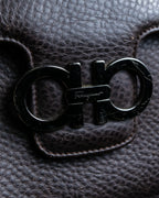 "Salvatore Ferragamo" Double Gancini motif foil stamped leather shoulder bag