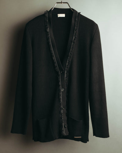 “VALENTINO ROMA” 00’s-10’s Rib knit frilled cardigan