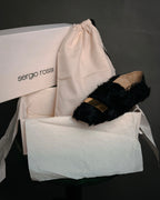 “sergio rossi” 2010’s Fur covered square toe loafers