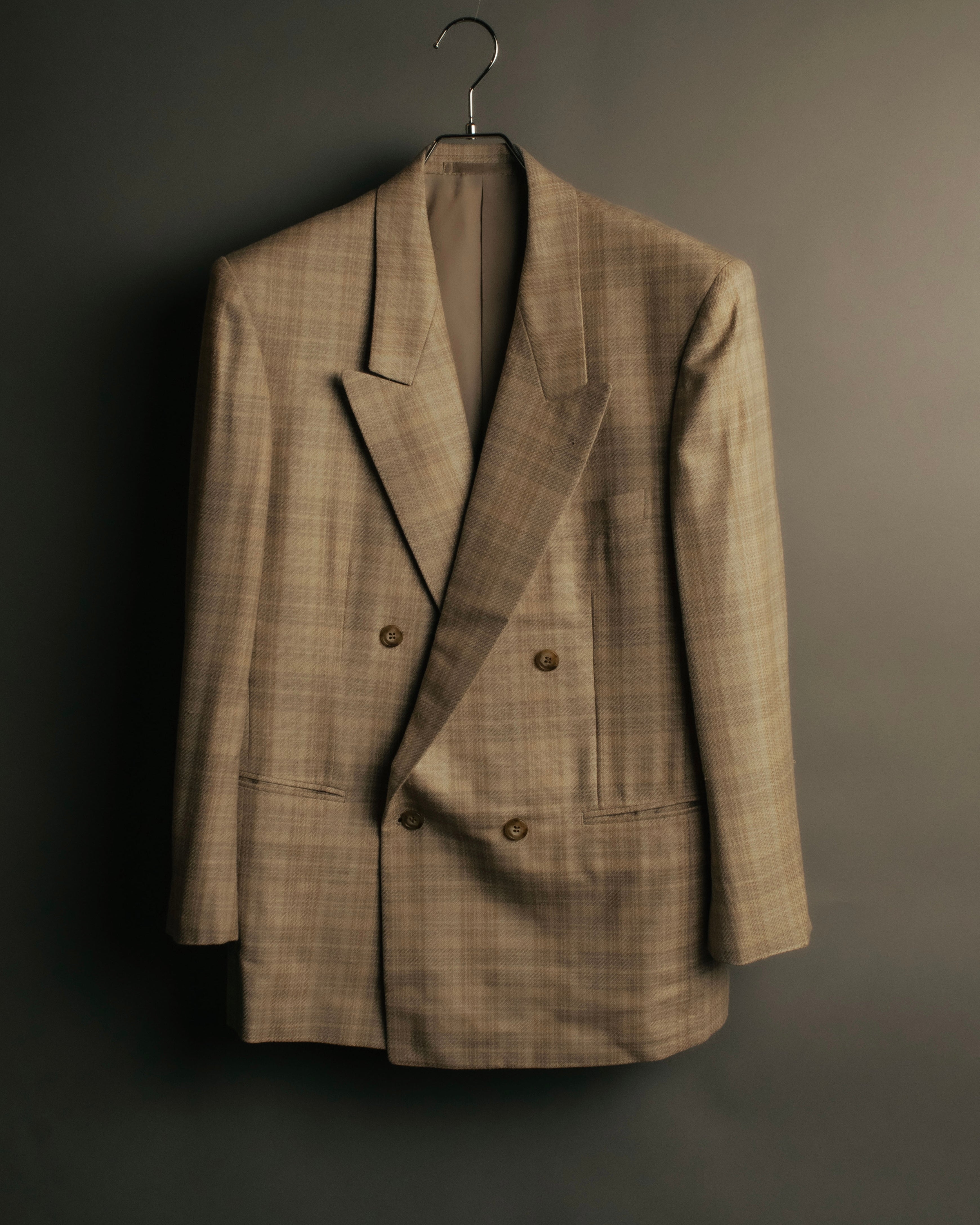 “Christian Dior MONSIEUR” 80’s-90’s Silk blend checked double breasted blazer