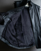 "BALMAIN" Braided detail lamb leather zip-up vest