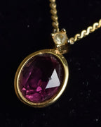 "Christian Dior" Teardrop garnet set gold necklace