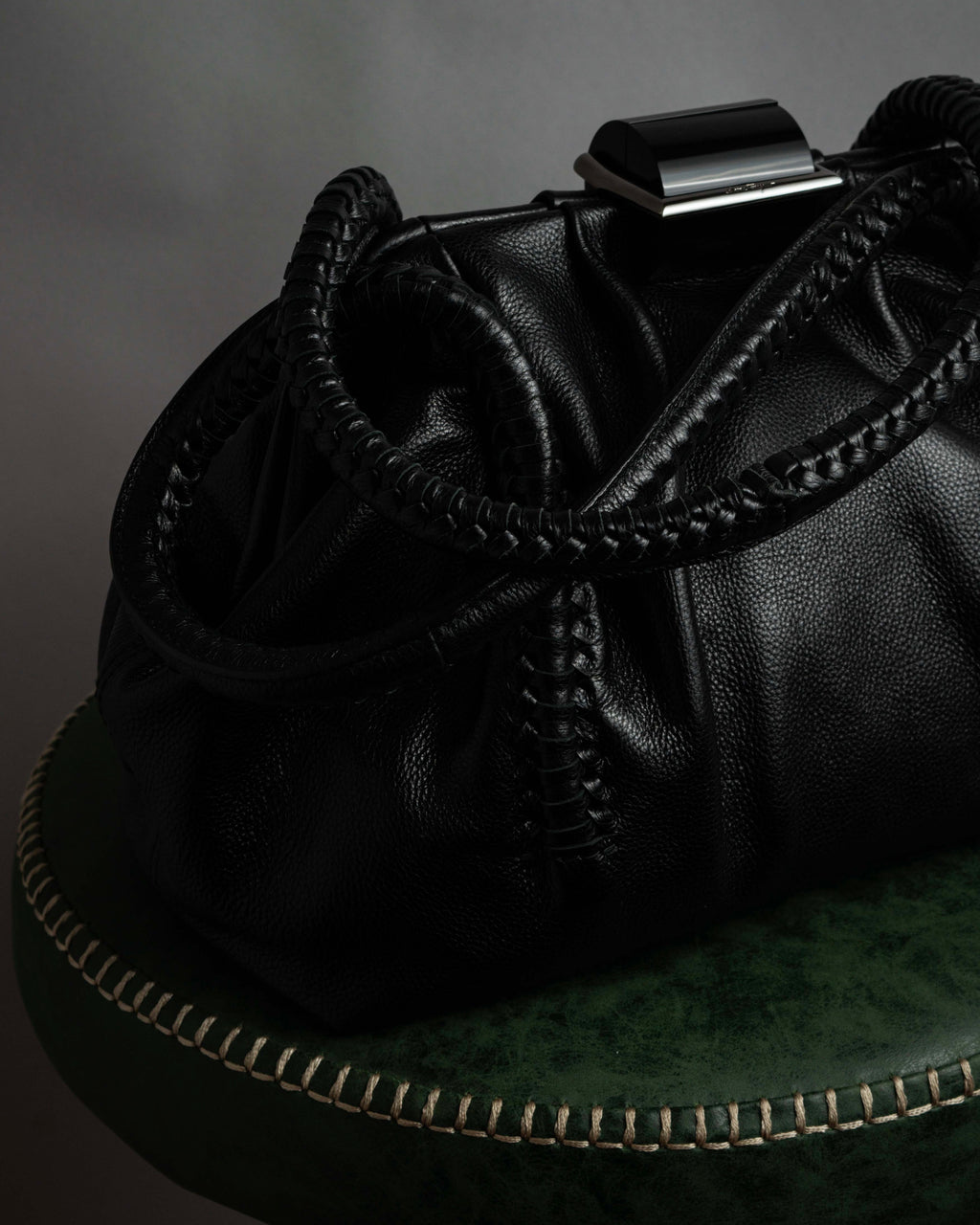 "Salvatore Ferragamo" Draping design lace-up detail leather bag