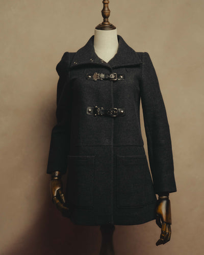 “miu miu” 00’s-10’s Wool angora leather buckle coat