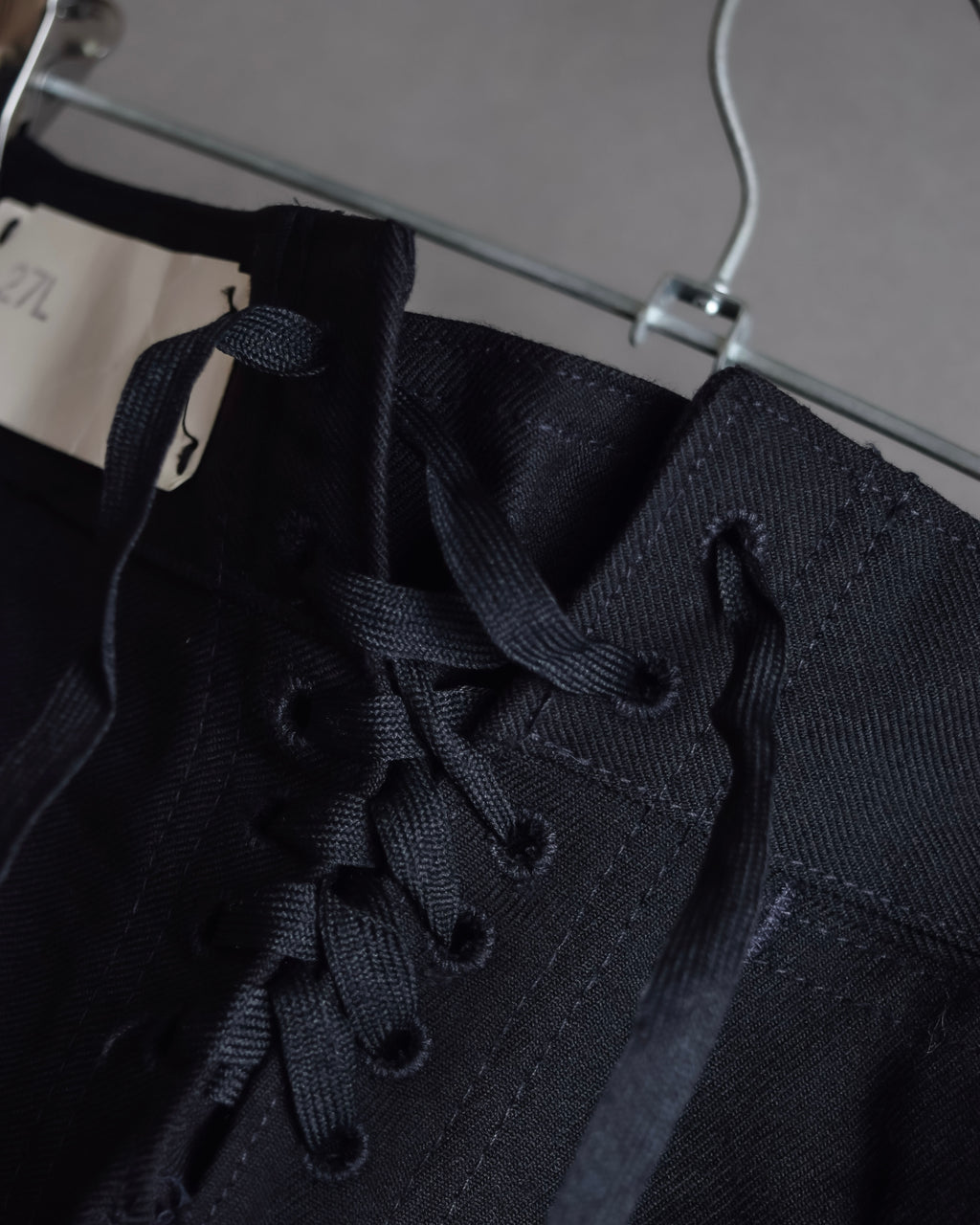 "US navy inspired lace back wide sailor pants"