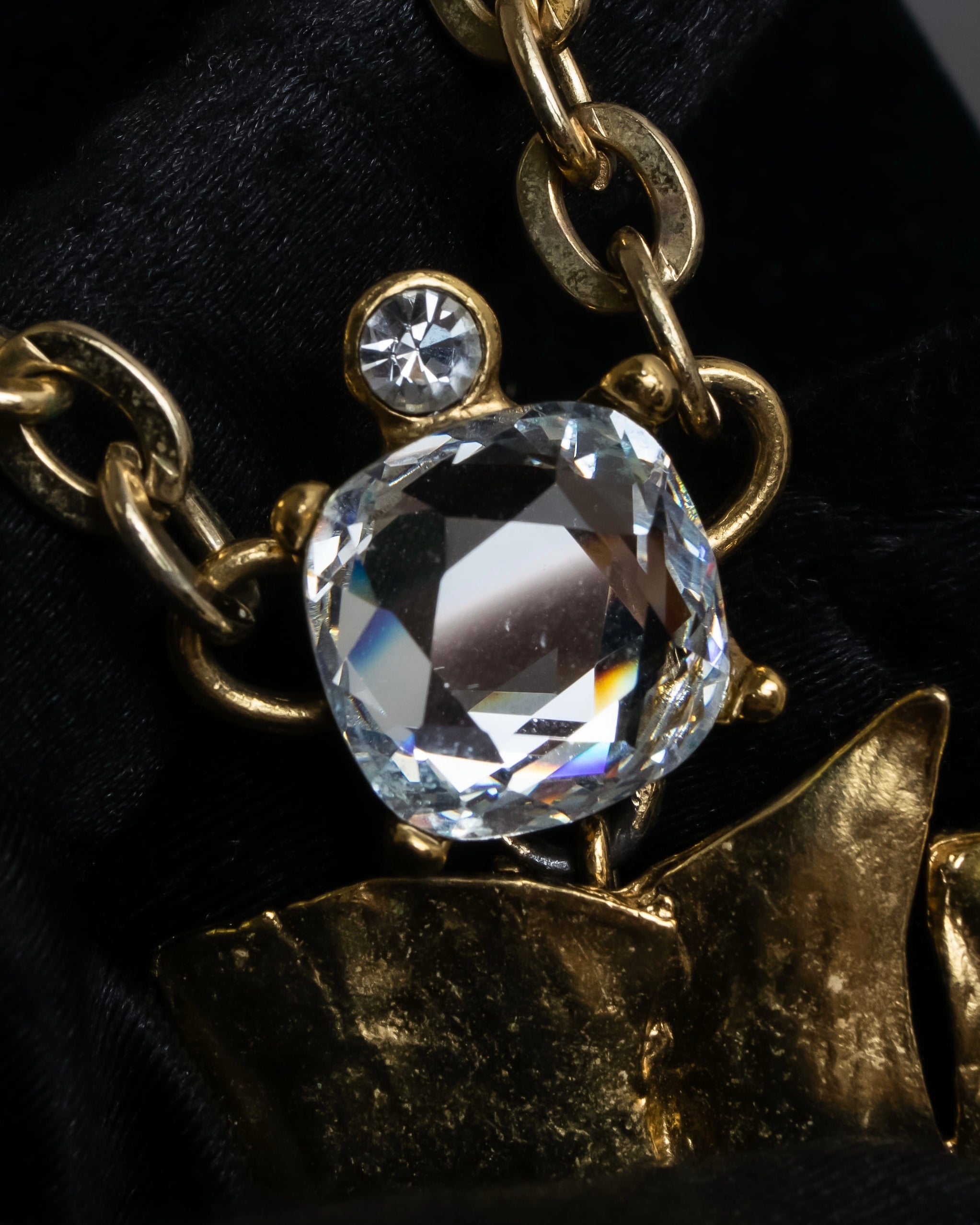 "YVES SAINT LAURENT" Crystal-embellished gold necklace