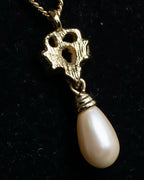 "Christian Dior" Pearl bijou gold chain necklace
