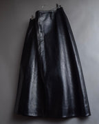 "CELINE" Front metal buckle detail leather skirt