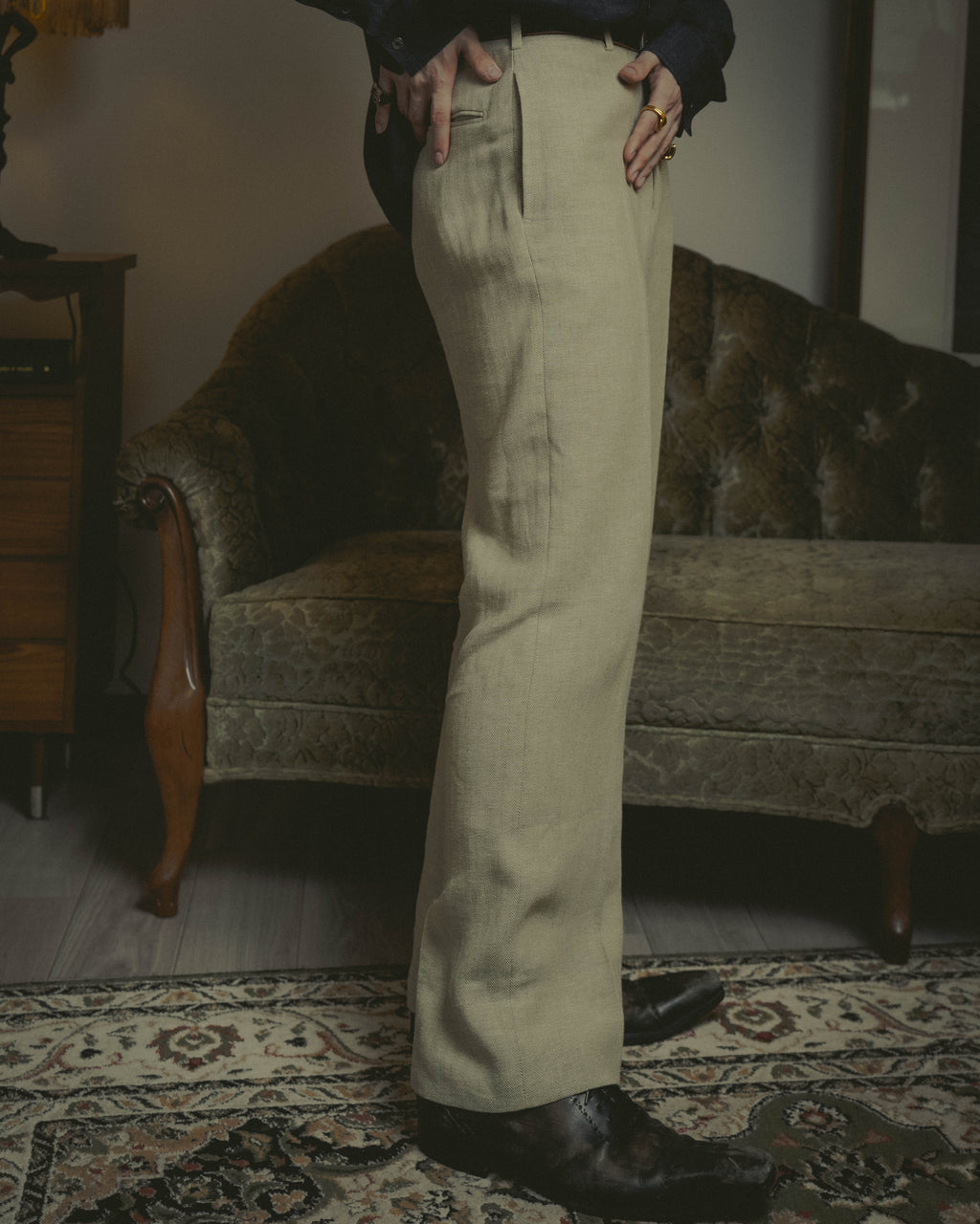 -SPECIAL- “HERMES” 80’s-90’s Herringbone linen suit set