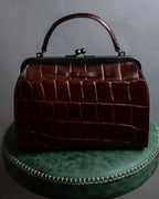 "JEAN PAUL GAULTIER" Logo engraved crocodile embossed 2way leather bag