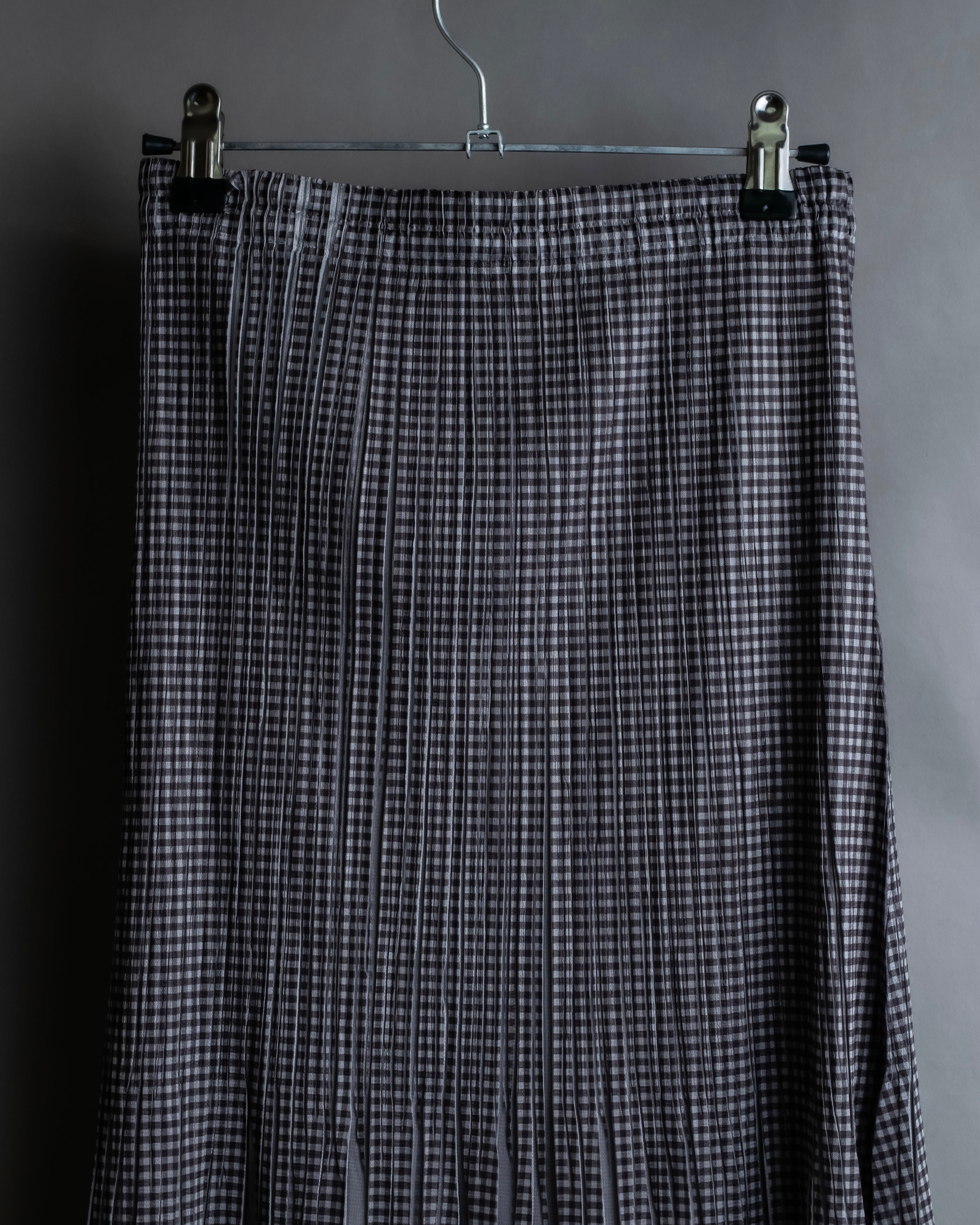 "PLEATS PLEASE ISSEY MIYAKE"
Gingham check sheer combination pleated skirt