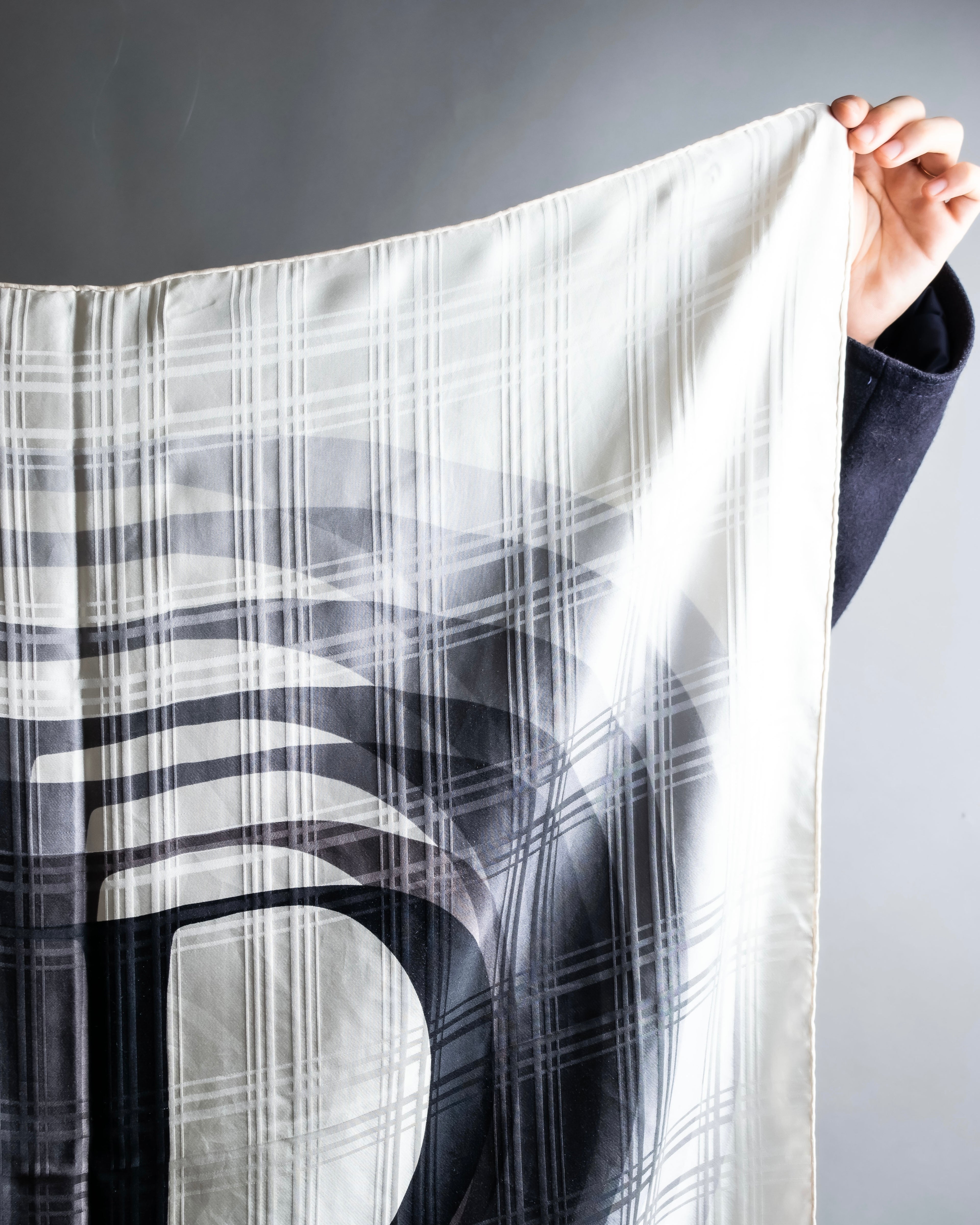 "Christian Dior" Blurred D &amp; check pattern square scarf