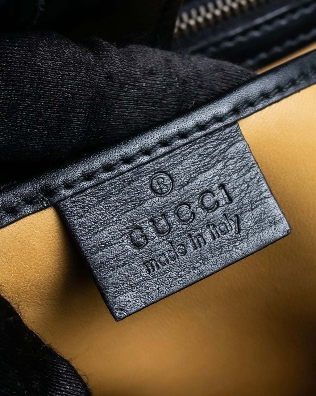 "GUCCI" Double flap design grained leather one-handle bag