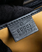"GUCCI" Double flap design grained leather one-handle bag