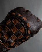 "Vivienne Westwood" Orb design checker panel pattern leather gloves