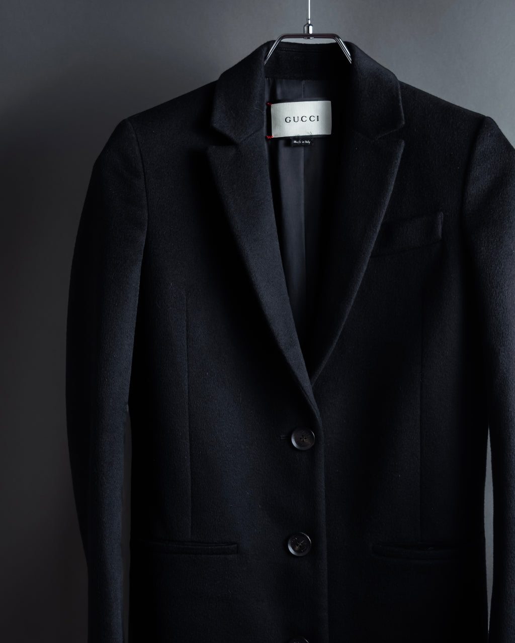 "GUCCI" Michele period linear silhouette wool chester coat