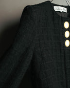 -SPECIAL- "Christian Dior" 80's-90's Textured collarless wool jacket