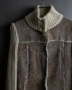 "Dolce &amp; Gabbana" Mouton &amp; knit combination design coat
