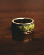 "GUCCI" 20's Ornate green inlay wide band ring