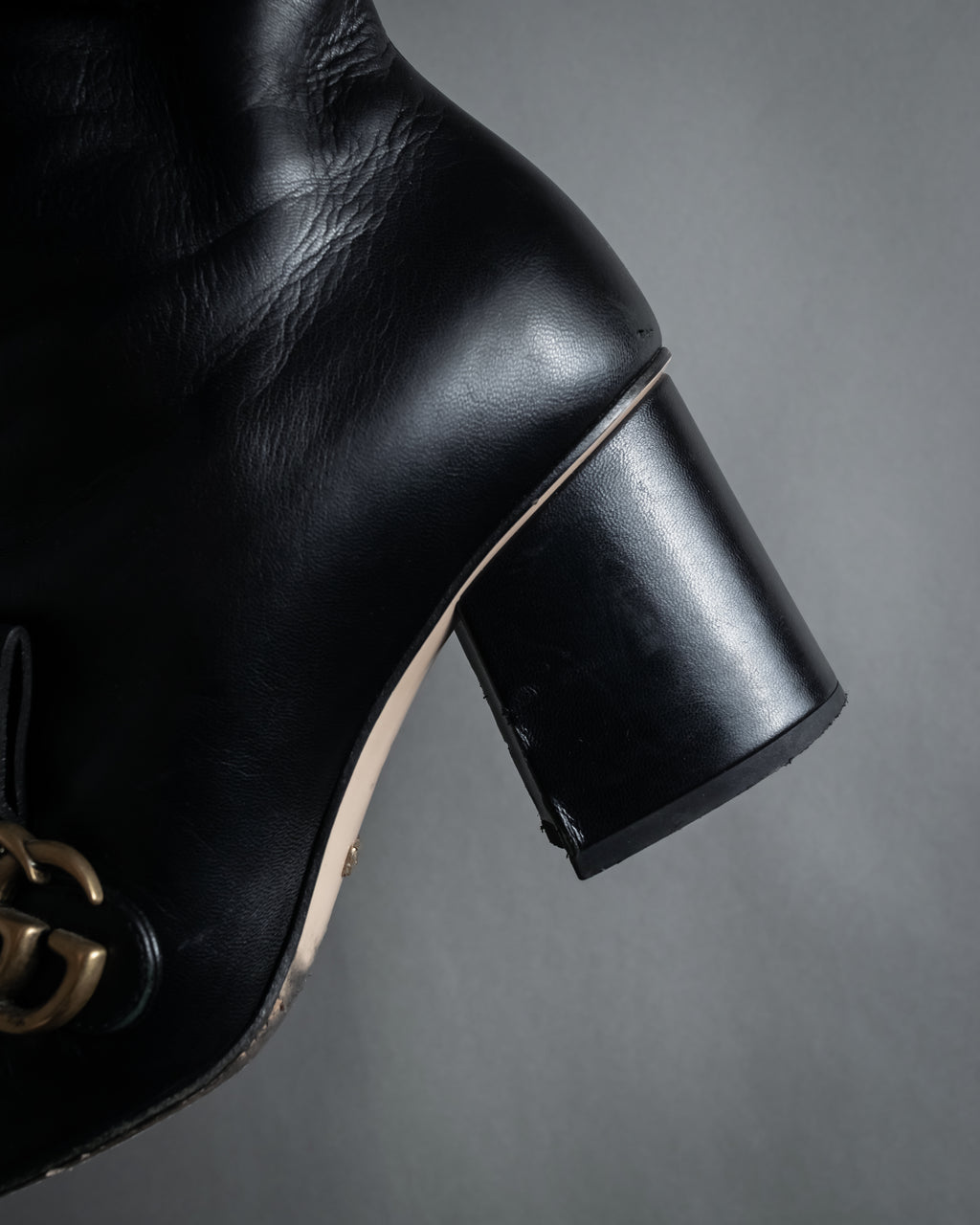 "GUCCI" Leather gg fringe heeled ankle boots