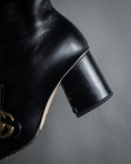 "GUCCI" Leather gg fringe heeled ankle boots