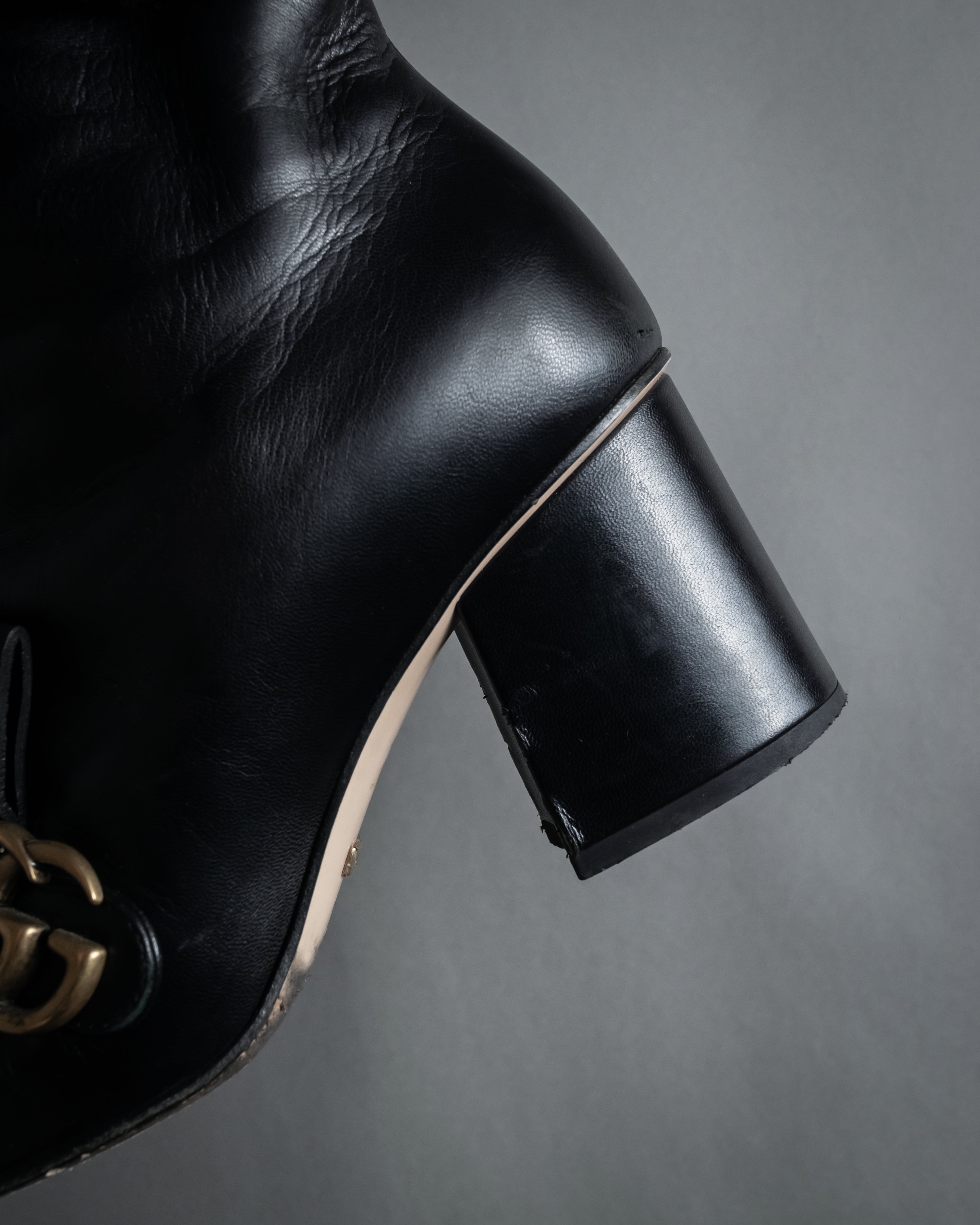 "GUCCI" Leather gg fringe heeled ankle boots