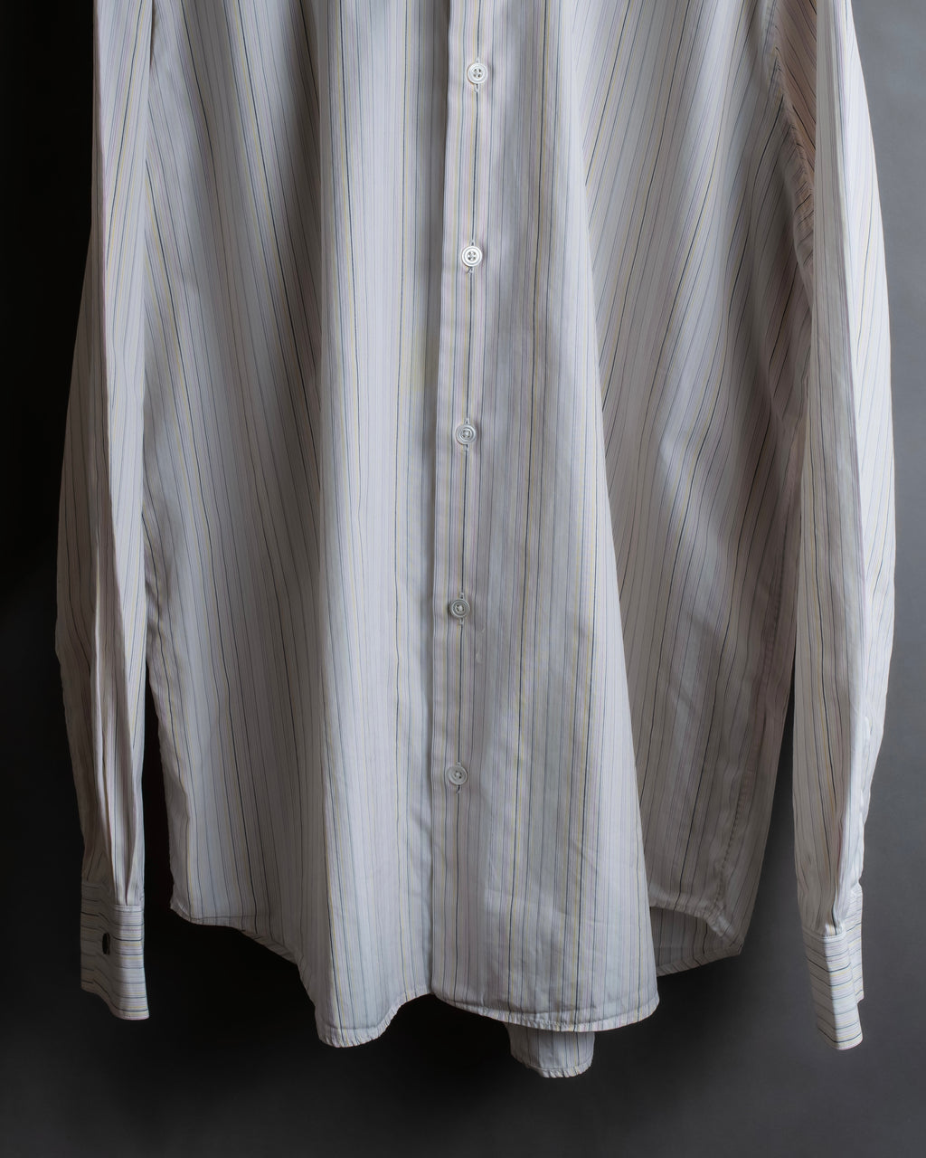 "HERMES" Multi-stripe pattern hand-sewn nuance cotton shirt