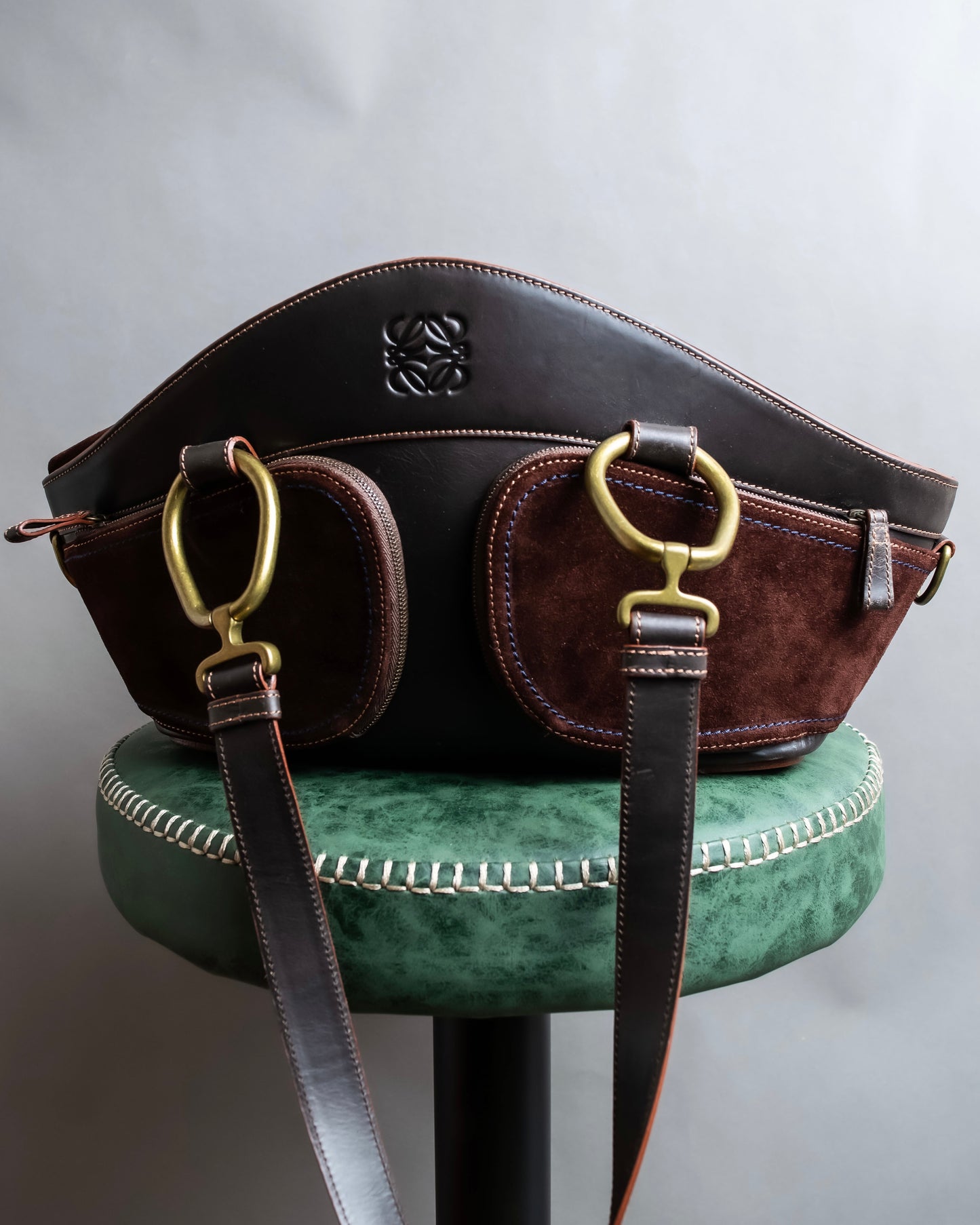 "LOEWE"  Leather suede design drawstring one shoulder bag