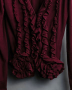 "VALENTINO" Virgin wool ruffled flower design cardigan