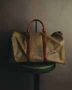 "Polo Ralph Lauren" 80's-90's Houndstooth leather trim travel bag