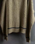 "Vintage oversized ribbed V-neck knit pullover"