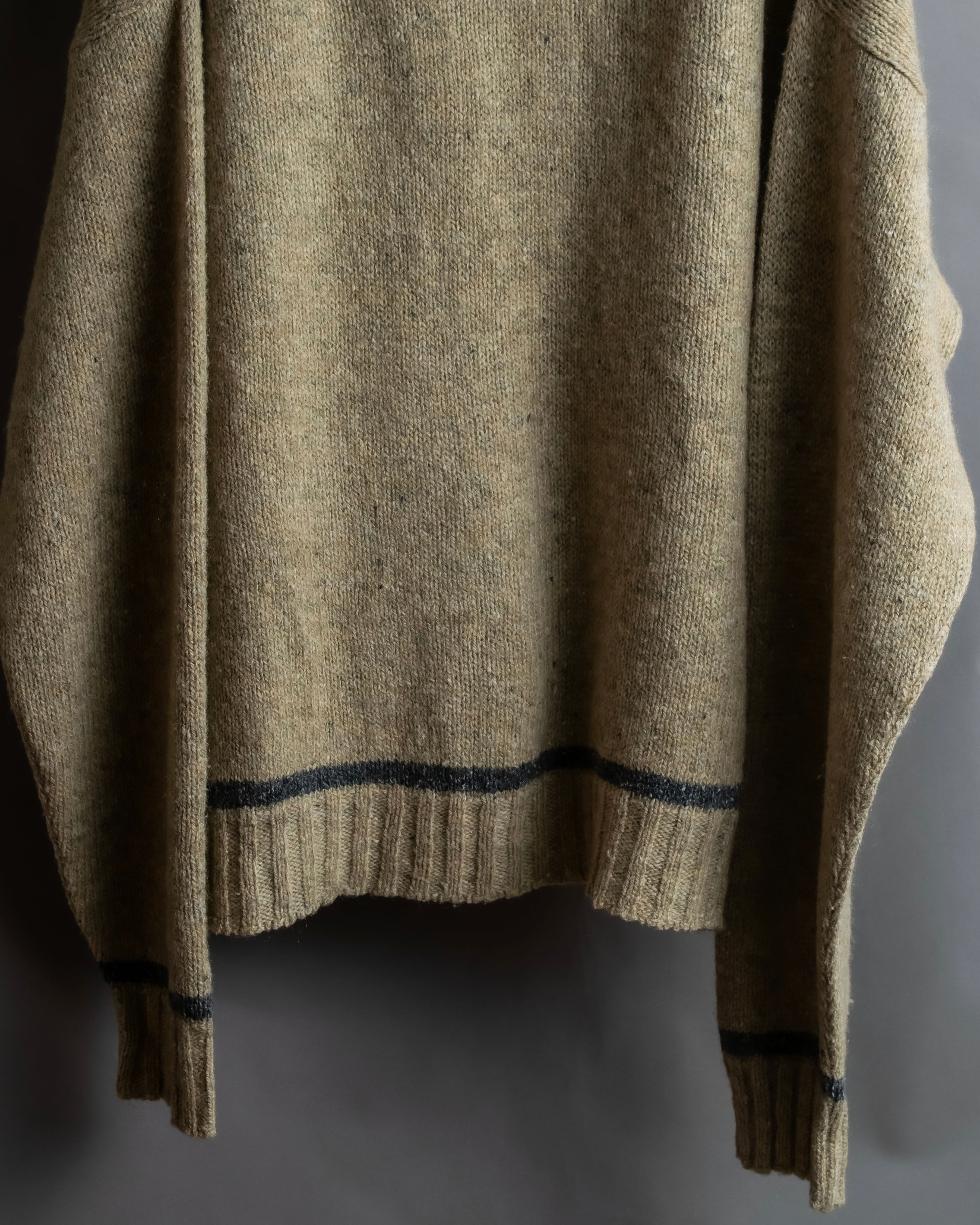 "Vintage oversized ribbed V-neck knit pullover"
