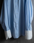 "BROOKS BROTHERS" Large cuffs design cleric oversized shirt