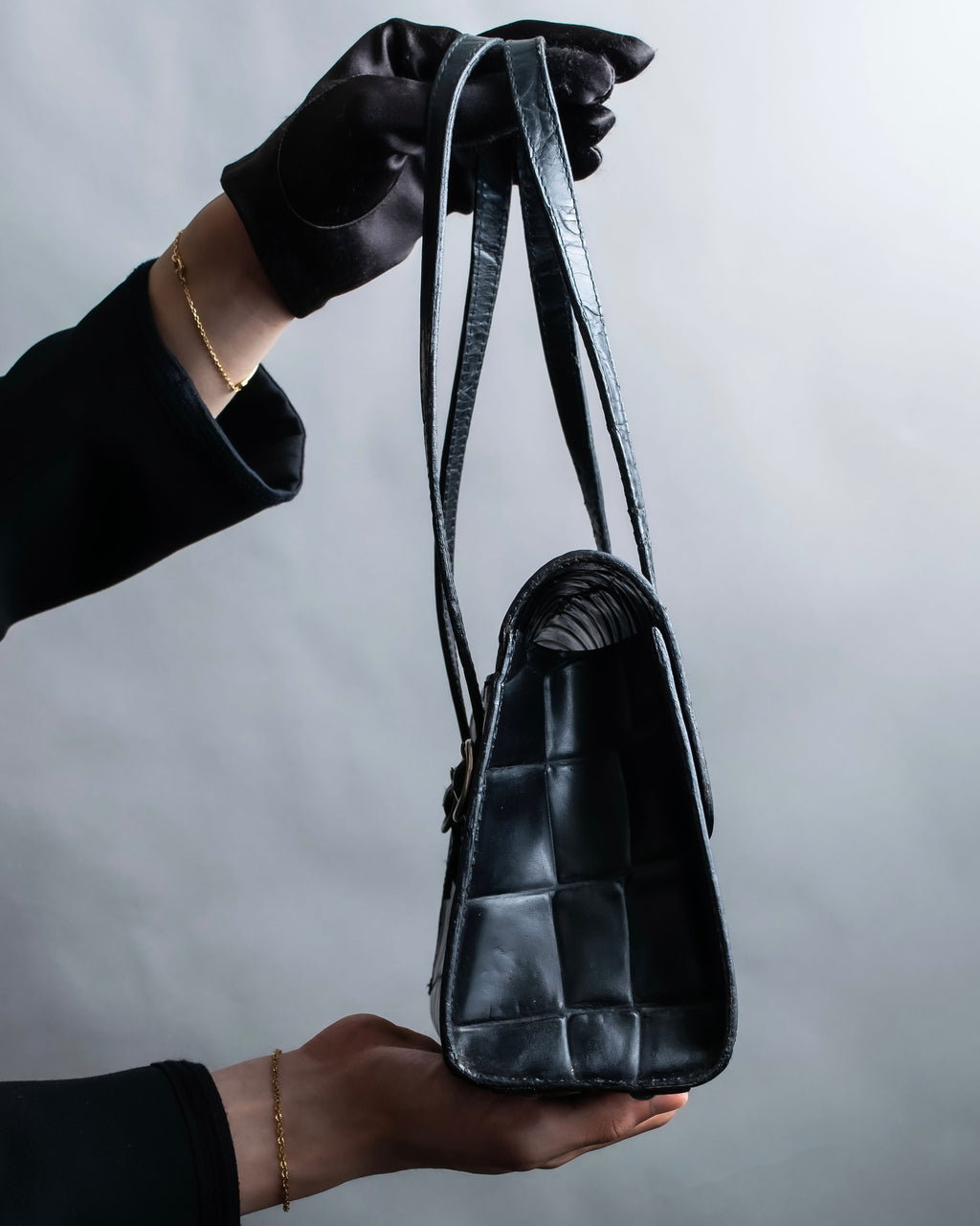 “Jean Paul Gautier” Crocodile-embossed shoulder bag