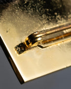 "CHANEL" Logo engraved gold plate brooch